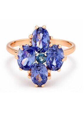 Created 3.68 Cts Tanzanite & Blue Topaz Ring 10k Rose Gold